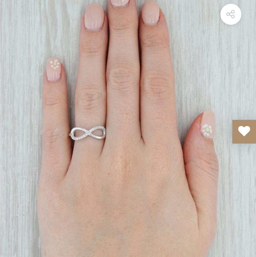 Vintage Silver Diamond Infinity Ring - image 8